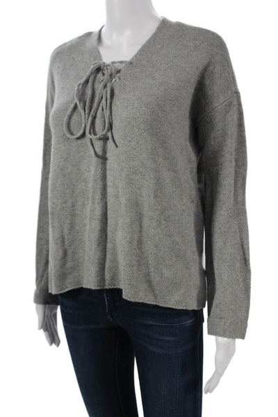 Joie Womens Gray V-Neck Pullover Sweater Wool Cashmere Long Sleeve Size XS