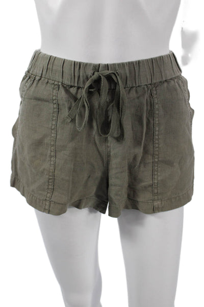 Joie Women Cargo Shorts Green Linen Drawstring Solid Army Size S
