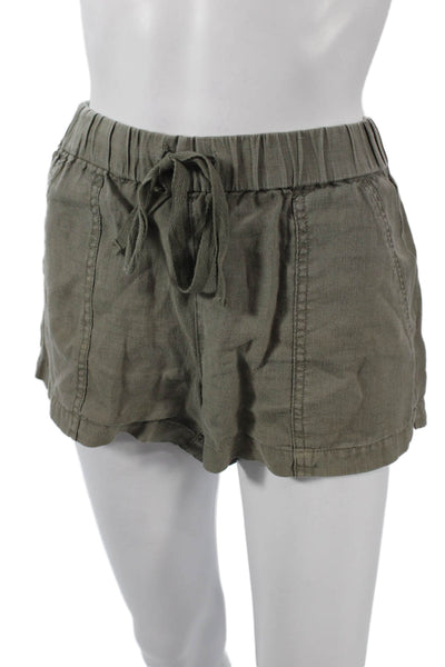 Joie Women Cargo Shorts Green Linen Drawstring Solid Army Size S