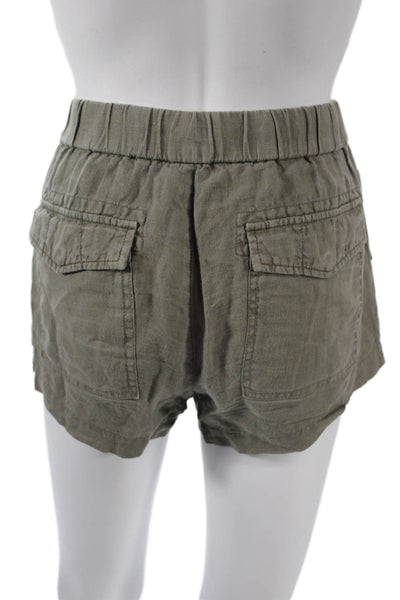 Joie Women Cargo Shorts Green Linen Drawstring Solid Army Size S