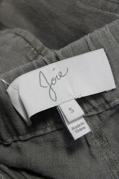 Joie Women Cargo Shorts Green Linen Drawstring Solid Army Size S