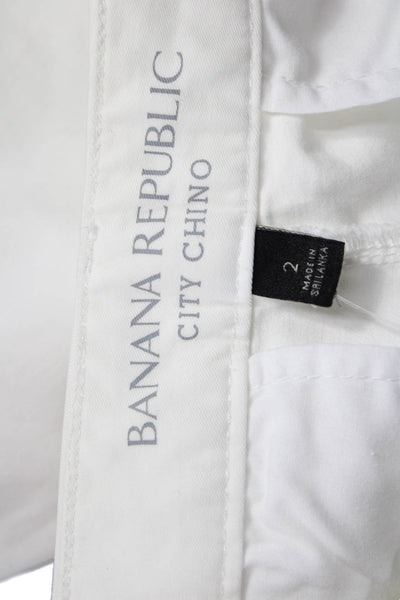 Banana Republic Unisex Chino Shorts White 100% Cotton Button Size 2
