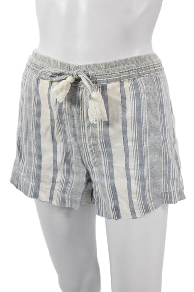 Soft Joie Unisex Striped Cotton Drawstring Beach Shorts Gray Size S