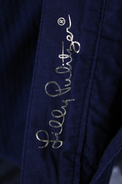 Lilly Pulitzer Unisex Dark Blue Cotton Beach Shorts Button Size 2