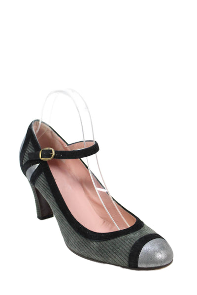Marc Jacobs Womens Suede Buckled Cap Toe Pump Heels Gray Size 9