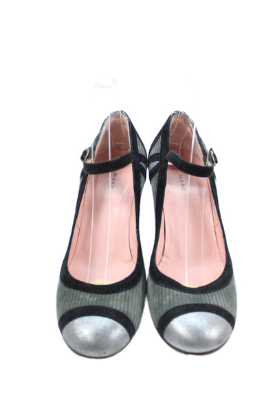 Marc Jacobs Womens Suede Buckled Cap Toe Pump Heels Gray Size 9