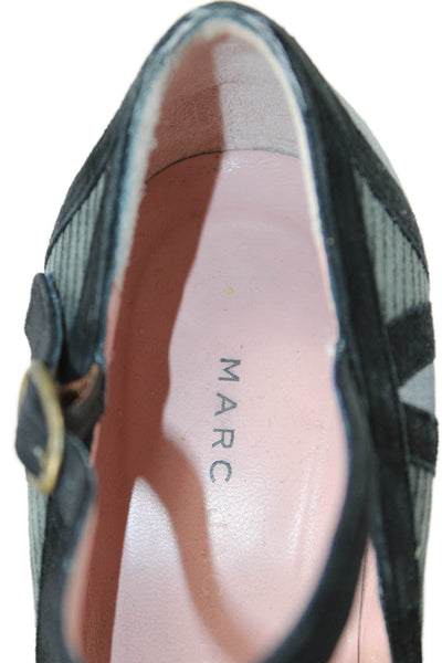Marc Jacobs Womens Suede Buckled Cap Toe Pump Heels Gray Size 9