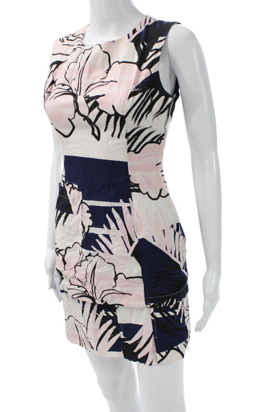 Timo Weiland Women Bodycon Mini Dress Black Floral Sleeveless Size 2