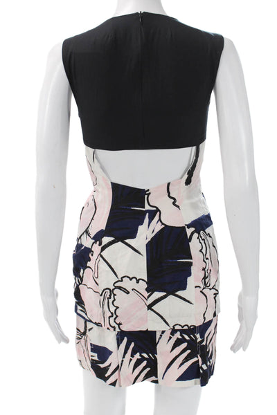 Timo Weiland Women Bodycon Mini Dress Black Floral Sleeveless Size 2