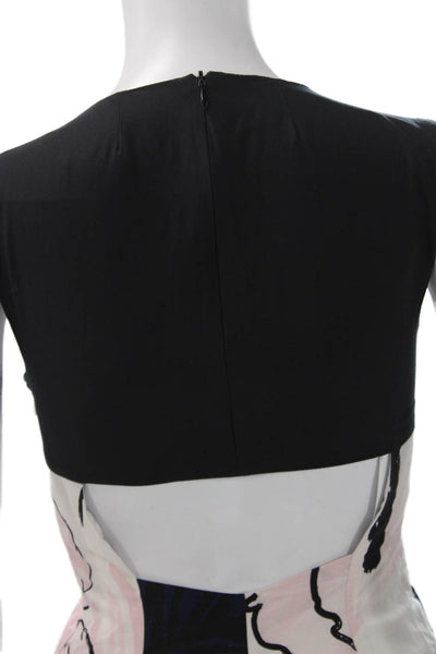 Timo Weiland Women Bodycon Mini Dress Black Floral Sleeveless Size 2