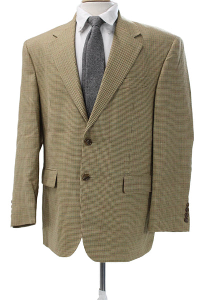 Lauren Ralph Lauren Mens Beige Silk Wool Check Sport Coat Size 42