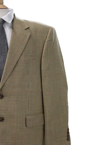 Lauren Ralph Lauren Mens Beige Silk Wool Check Sport Coat Size 42