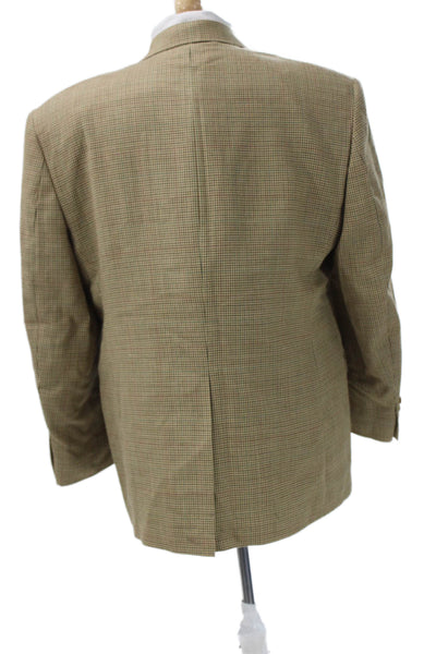 Lauren Ralph Lauren Mens Beige Silk Wool Check Sport Coat Size 42