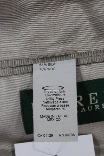 Lauren Ralph Lauren Mens Beige Silk Wool Check Sport Coat Size 42