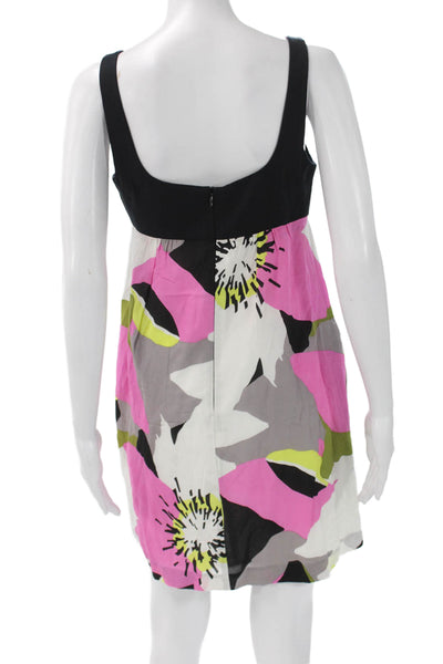 Trina Turk Womens A-Line Sundress Black Floral Square Neck Sleeveless Size 2