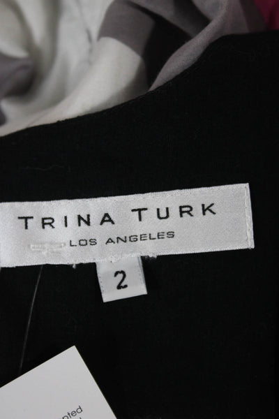 Trina Turk Womens A-Line Sundress Black Floral Square Neck Sleeveless Size 2