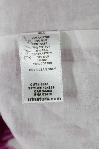 Trina Turk Womens Sleeveless Shift Dress White Geometric Tie Waist Size 4