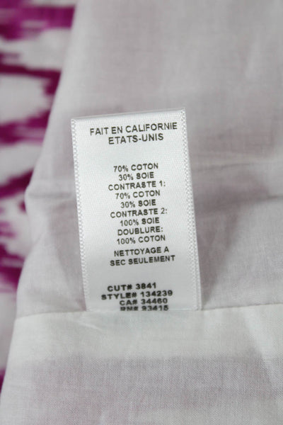 Trina Turk Womens Sleeveless Shift Dress White Geometric Tie Waist Size 4