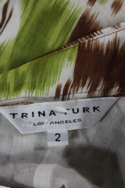 Trina Turk Womens Brown Shift Dress Sleeveless Tie Waist Size 2