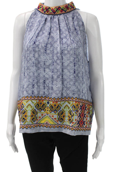 Bhanuni By Jyoti Women Blue High Neck Sleeveless Tunic Petite Size XS
