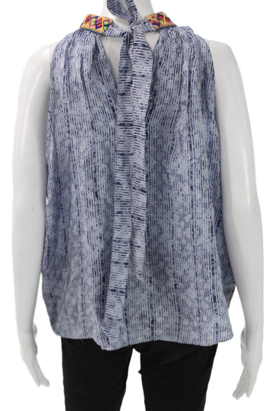 Bhanuni By Jyoti Women Blue High Neck Sleeveless Tunic Petite Size XS