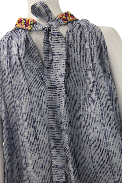 Bhanuni By Jyoti Women Blue High Neck Sleeveless Tunic Petite Size XS