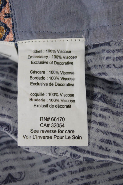 Bhanuni By Jyoti Women Blue High Neck Sleeveless Tunic Petite Size XS