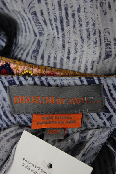 Bhanuni By Jyoti Women Blue High Neck Sleeveless Tunic Petite Size XS