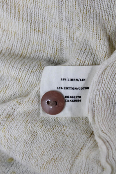 Sparrow Anthropologie Women Beige Floral V-Neck Cardigan Linen Cotton Size XS