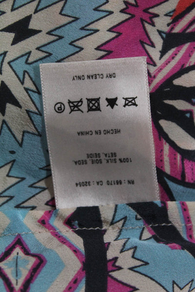Leifnotes Womens Sleeveless V-Neck Aztec Geometric Blue Tank Size 2