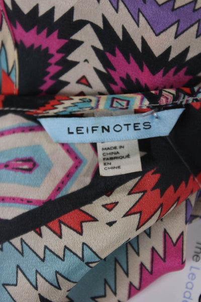 Leifnotes Womens Sleeveless V-Neck Aztec Geometric Blue Tank Size 2