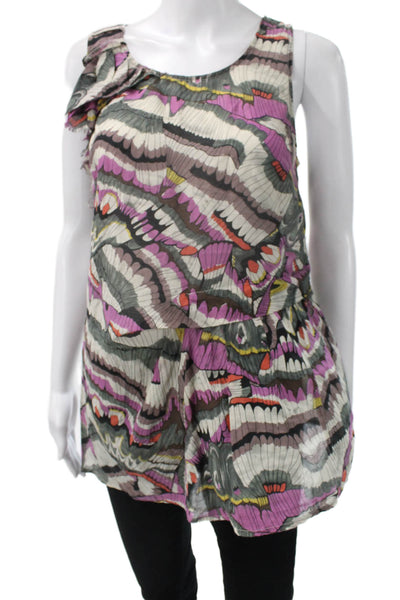 Edme & Esyllte Anthropologie Women Tunic Gray Silk Blend Sleeveless Size 2