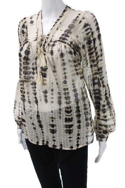Twelfth Street by Cynthia Vincent Women Animal Print Silk Tunic Beige Size S