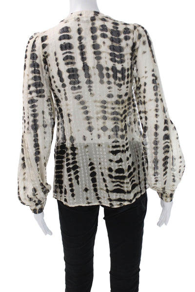 Twelfth Street by Cynthia Vincent Women Animal Print Silk Tunic Beige Size S