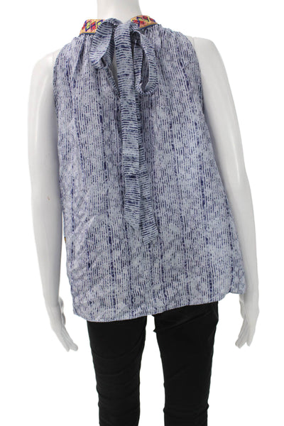 Bhanuni By Jyoti Womens Blue Viscose High Neck Sleeveless Tunic Size XS