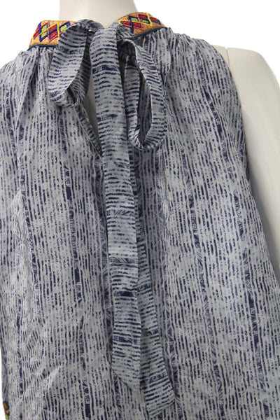 Bhanuni By Jyoti Womens Blue Viscose High Neck Sleeveless Tunic Size XS