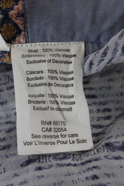 Bhanuni By Jyoti Womens Blue Viscose High Neck Sleeveless Tunic Size XS