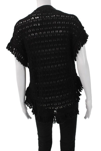 Anthropologie Womens Bohemian Black Short Sleeve Top Size 2XS