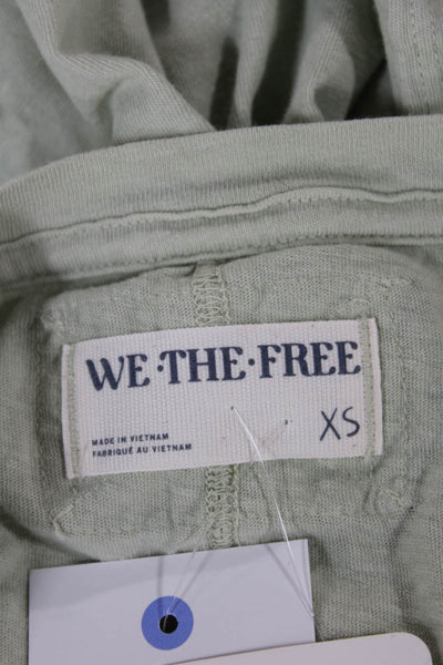 We The Free Womens Basic Green Long Sleeve T Shirt Crew Neck Cotton Size XS
