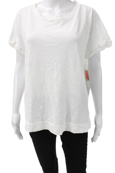 FP Movement Women Basic White Cotton Round Neck Short Sleeve T-Shirt Size S