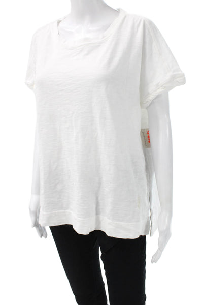 FP Movement Women Basic White Cotton Round Neck Short Sleeve T-Shirt Size S
