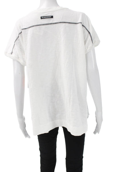 FP Movement Women Basic White Cotton Round Neck Short Sleeve T-Shirt Size S