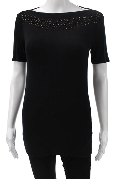 Carmen Carmen Marc Valvo Women Tunic Black Short Sleeve Round Neck Size XS