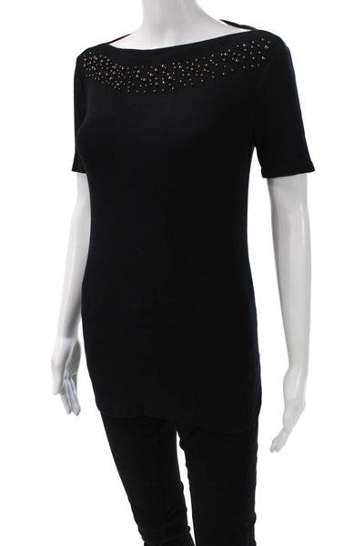 Carmen Carmen Marc Valvo Women Tunic Black Short Sleeve Round Neck Size XS