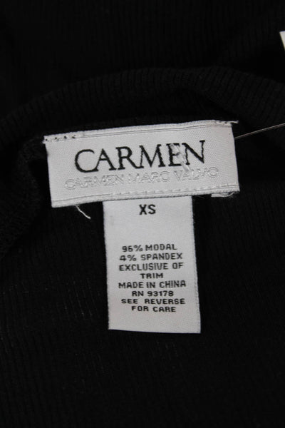 Carmen Carmen Marc Valvo Women Tunic Black Short Sleeve Round Neck Size XS