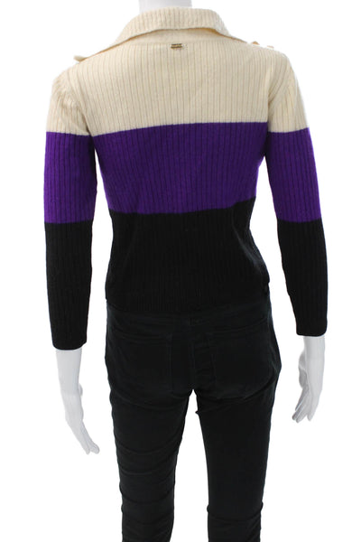 St. John Sport Women Cardigan Full Zip Beige 100% Wool 3/4 Sleeve Size S