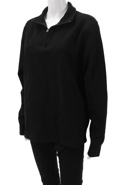 J Crew Women Pullover Sweatshirt Black Mock Neck Zip Long Sleeve Size M