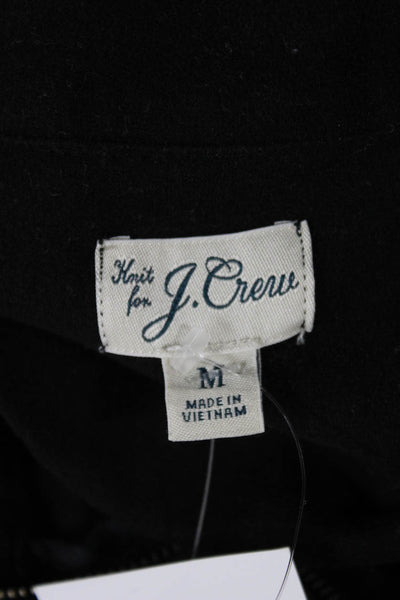 J Crew Women Pullover Sweatshirt Black Mock Neck Zip Long Sleeve Size M