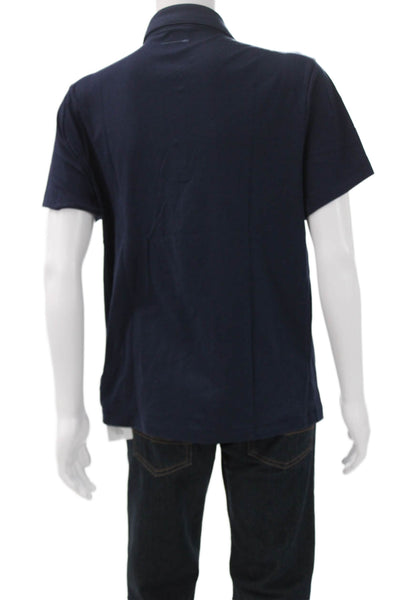 J Crew Mens Dark Blue Cotton Blend Short Sleeve Solid Collared Polo Size L