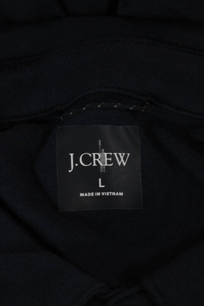 J Crew Mens Dark Blue Cotton Blend Short Sleeve Solid Collared Polo Size L